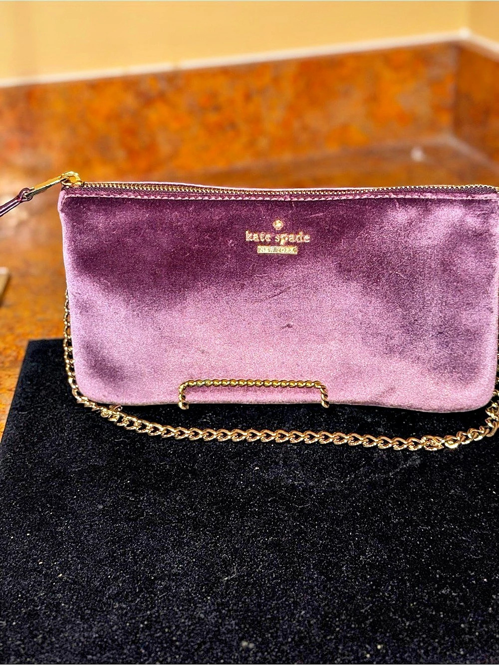 Kate Spade Dawn Place Deep Plum Velvet Tillie Crossbody Chain Convertible Bag